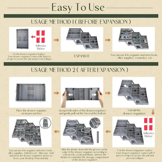 3-Tier Smart Drawer Organizer – Optimizes Storage Space Homezys