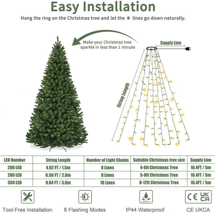 Christmas Tree Waterfall Lights — No More Tedious Light Wrapping Homezys
