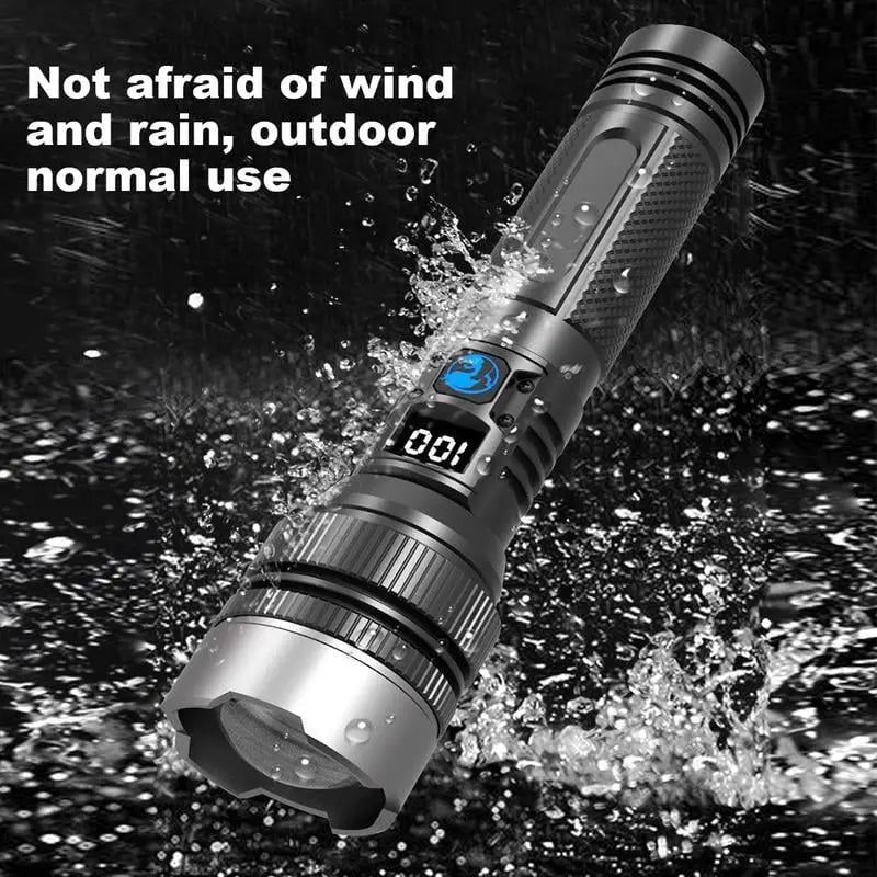 Ultra-Bright Waterproof Torch – Adjustable Zoom + Power Bank Homezys