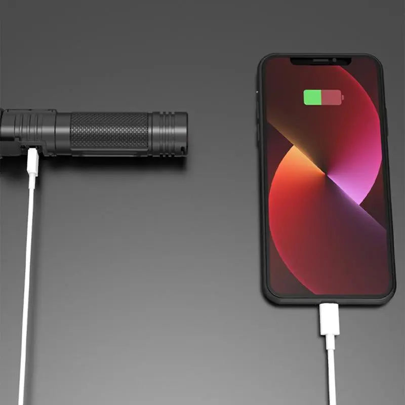 Ultra-Bright Waterproof Torch – Adjustable Zoom + Power Bank Homezys