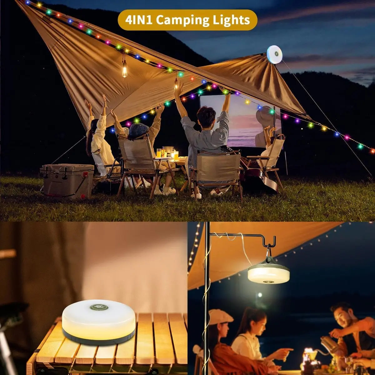 4-in-1 camping light with RGB fairy lights & power bank Mivoza Germany