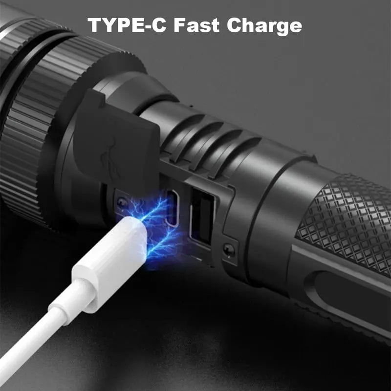 Ultra-Bright Waterproof Torch – Adjustable Zoom + Power Bank Homezys
