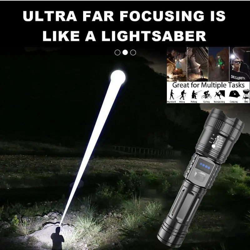 Ultra-Bright Waterproof Torch – Adjustable Zoom + Power Bank Homezys