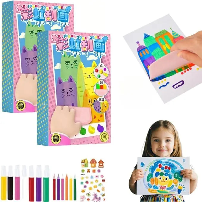 Squeegee Art Paint Kit – 35 Pieces Kids Dot Color Scratch Set Homezys