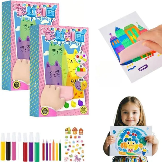 Squeegee Art Paint Kit – 35 Pieces Kids Dot Color Scratch Set Homezys