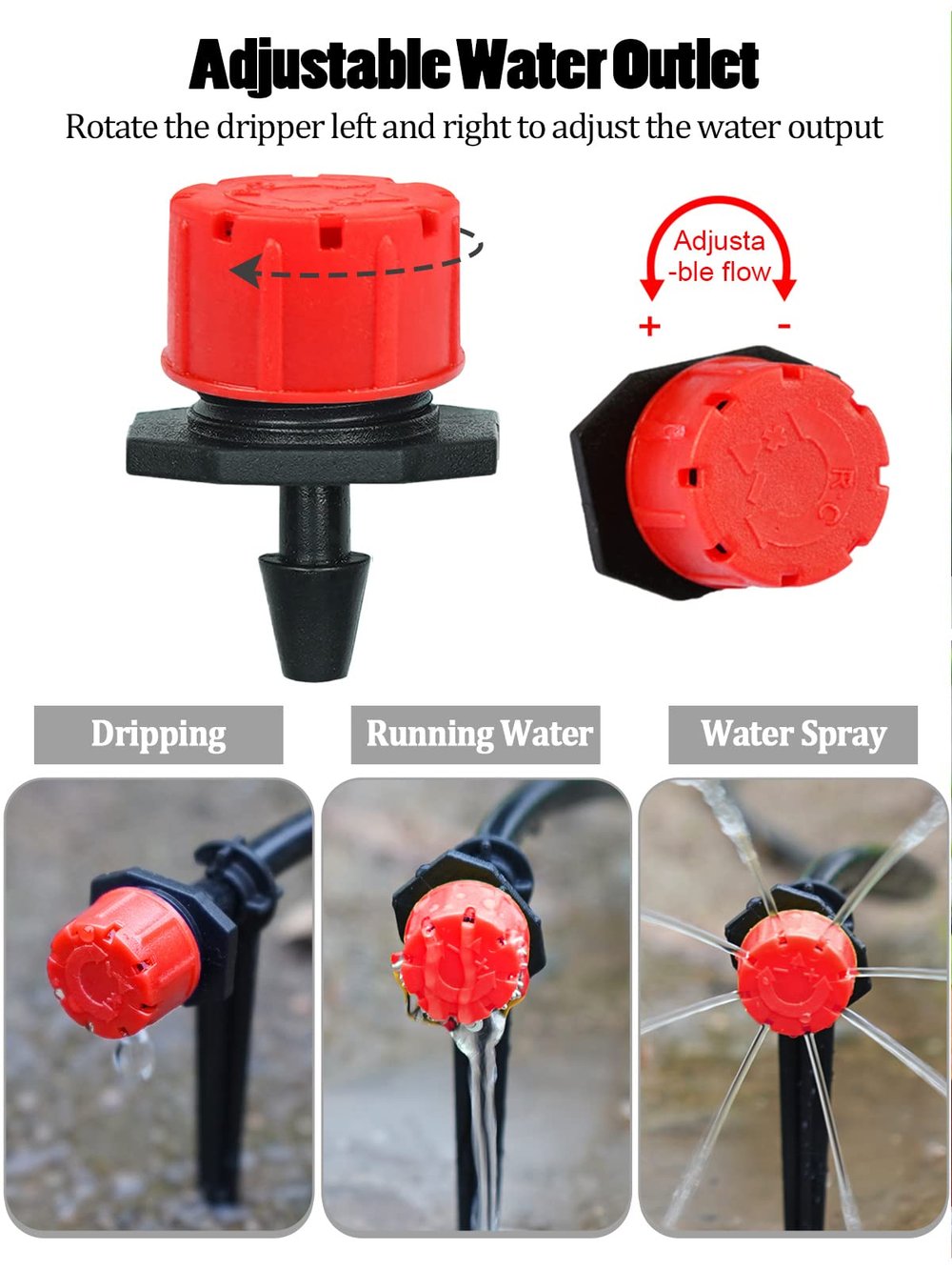 100-Pack Adjustable 360° Drip Irrigation Emitters – Optimize Watering for Gardens Homezys