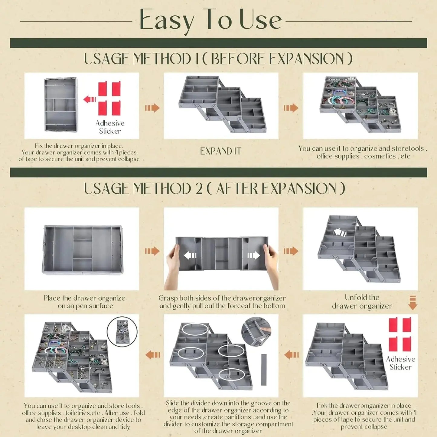 3-Tier Smart Drawer Organizer – Optimizes Storage Space Homezys