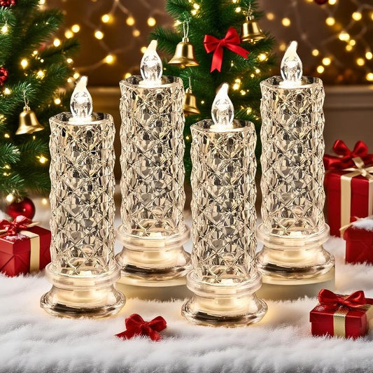 LED Crystal Candle Lights — Sparkling & Romantic Table Lighting Set of 4 Homezys