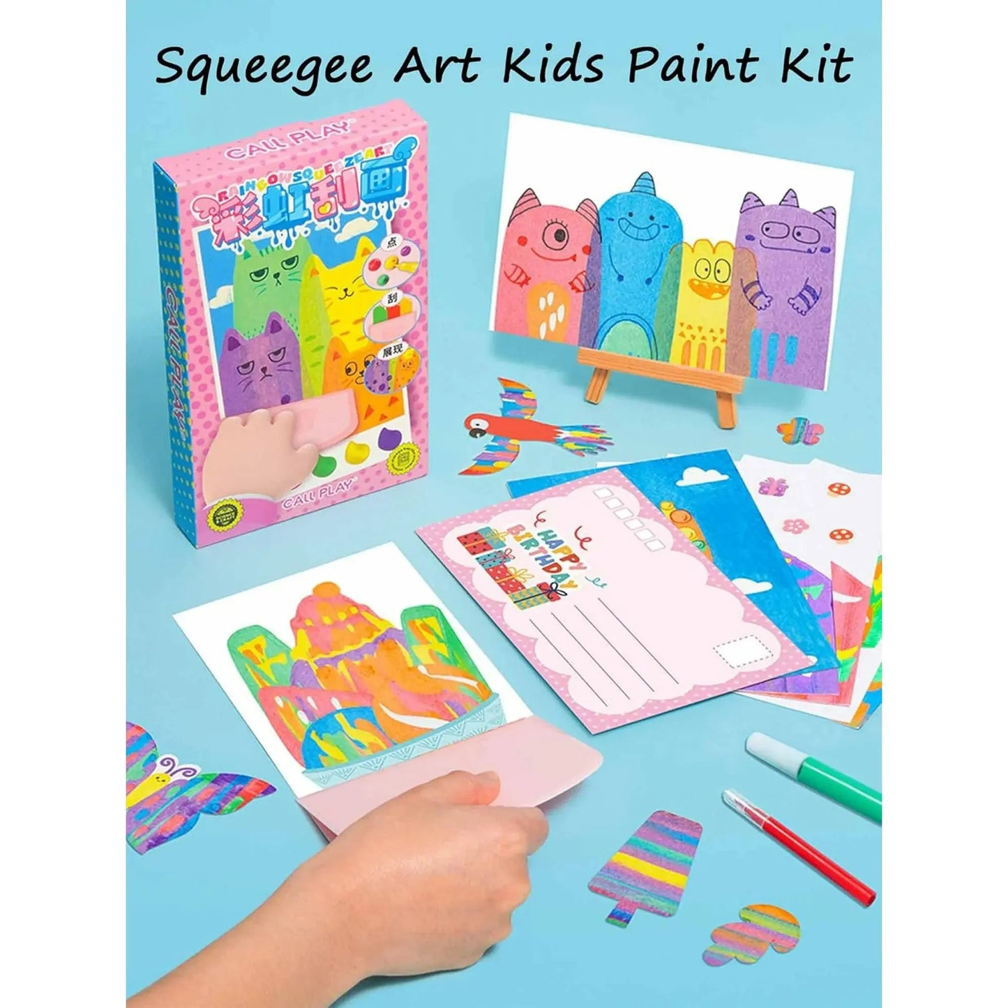 Squeegee Art Paint Kit – 35 Pieces Kids Dot Color Scratch Set Homezys