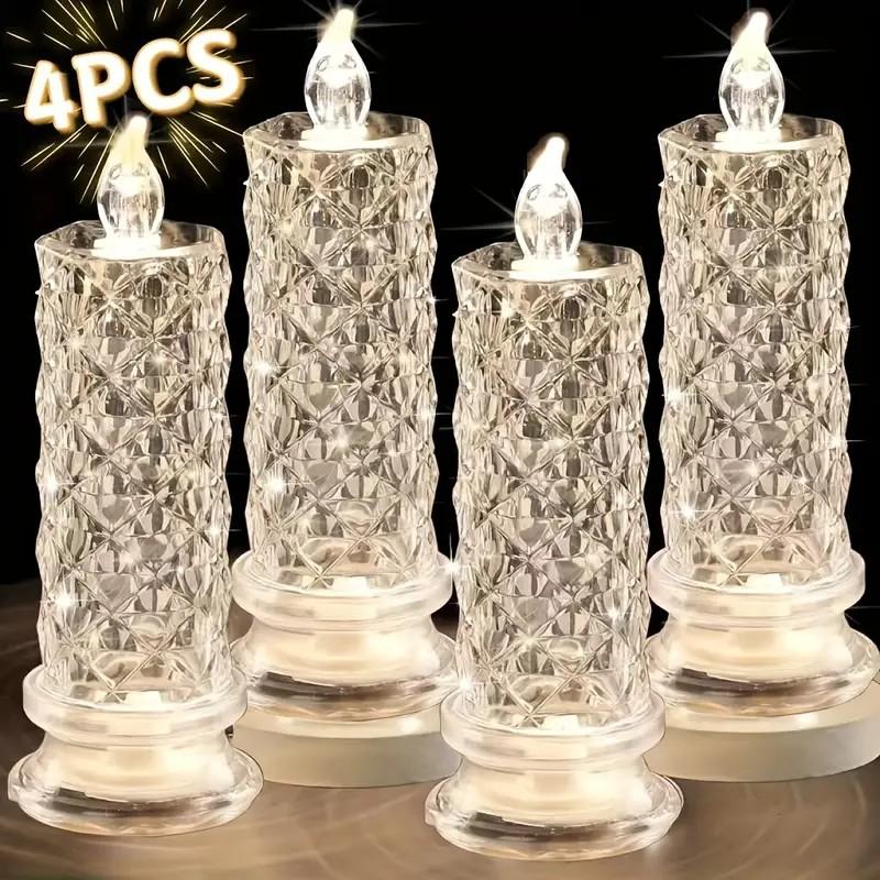 LED Crystal Candle Lights — Sparkling & Romantic Table Lighting Set of 4 Homezys