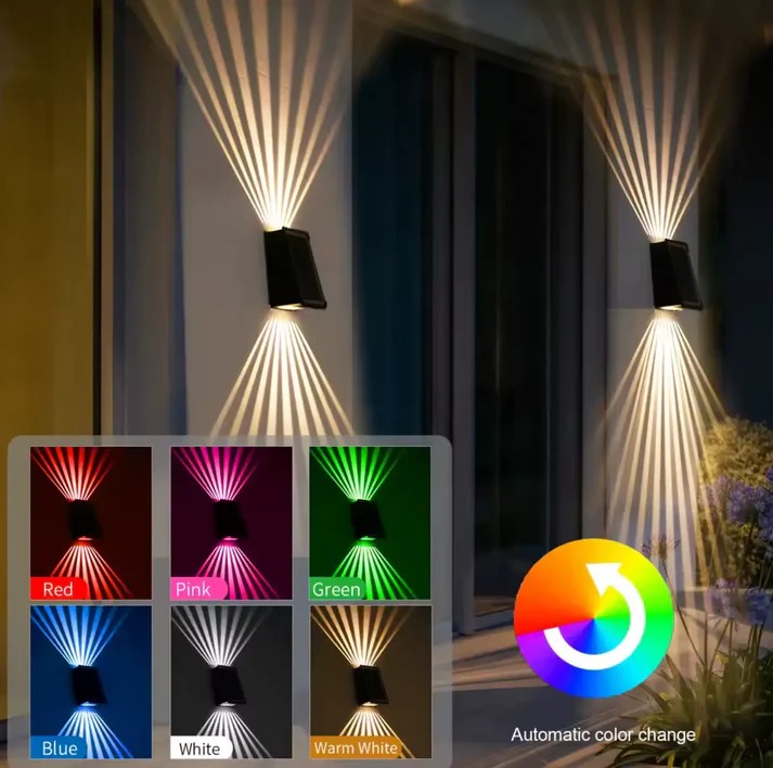 Elegant Solar Wall Light with 4-Sided Glow and Colour Options Homezys